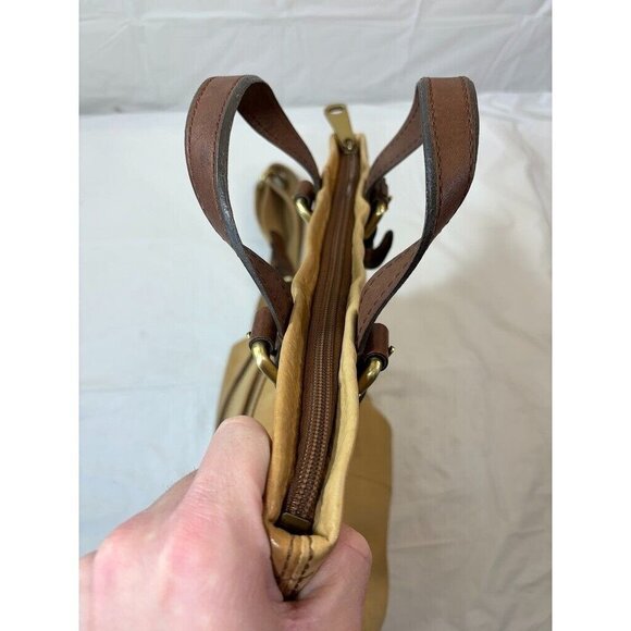 Fossil Explorer Leather Fold Over Crossbody Hobo Tote Shoulder Bag Tan - Picture 16 of 16